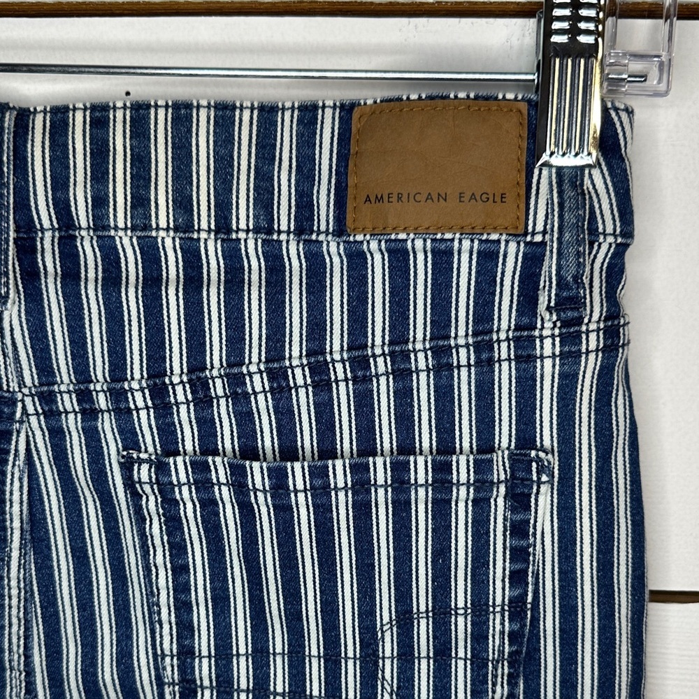 American Eagle Outfitters Hi-Rise Shortie Striped Jean Shorts - Picture 4 of 9